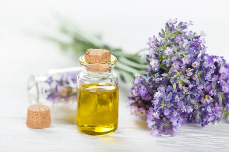 Lavender oil and flowers lines wrinkles